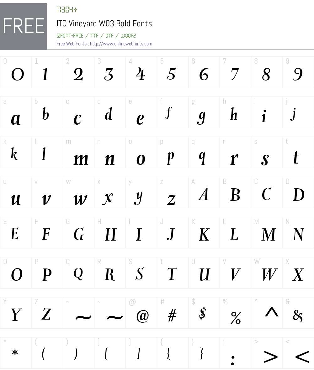 ITCVineyardW03-Bold Font Screenshots