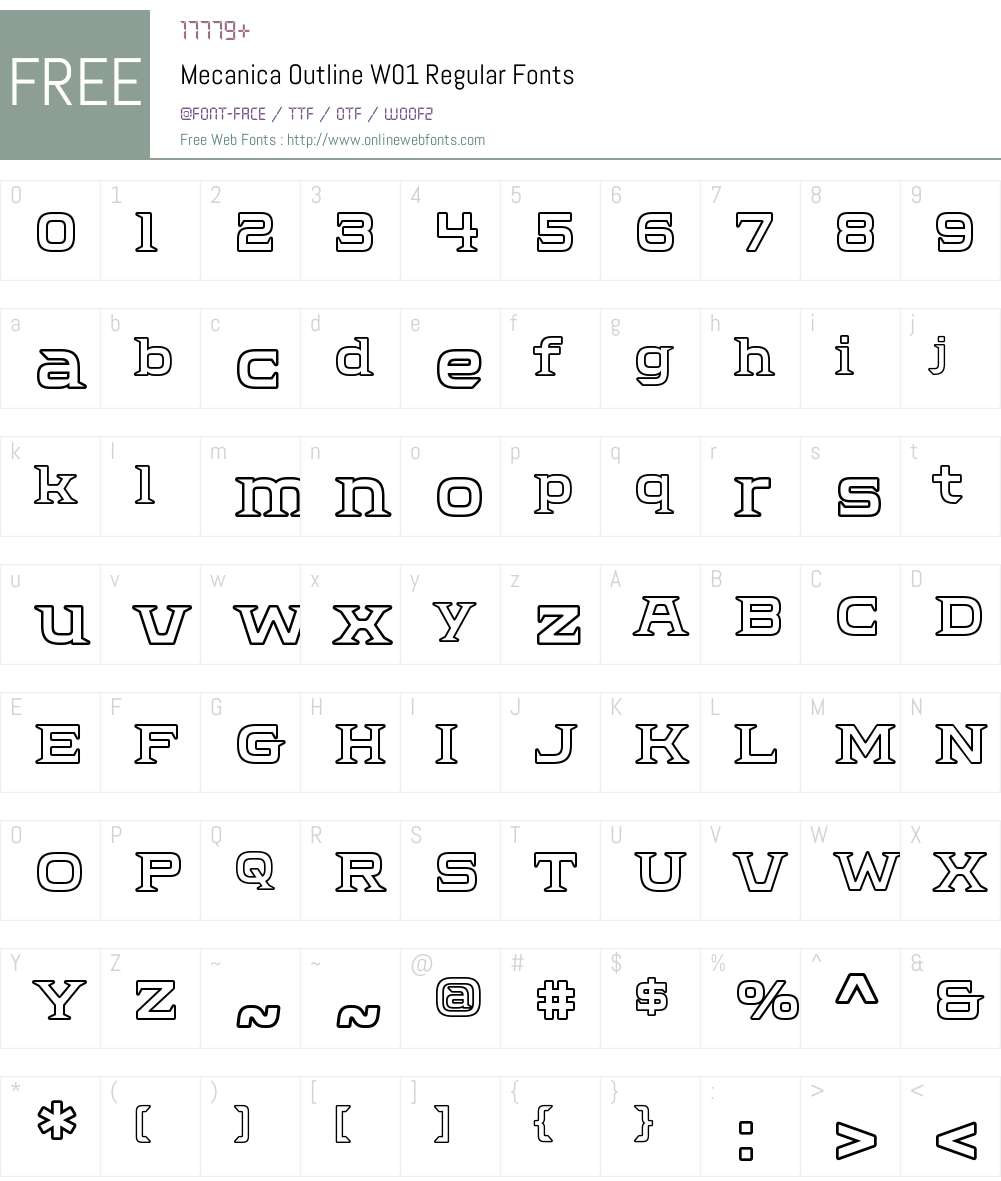 MecanicaOutlineW01-Regular Font Screenshots