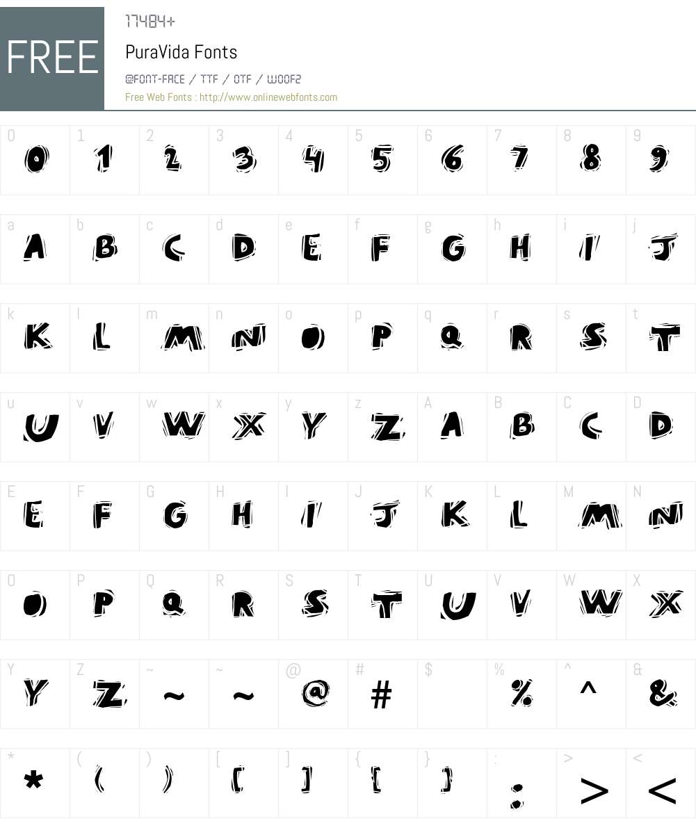 PuraVida Font Screenshots