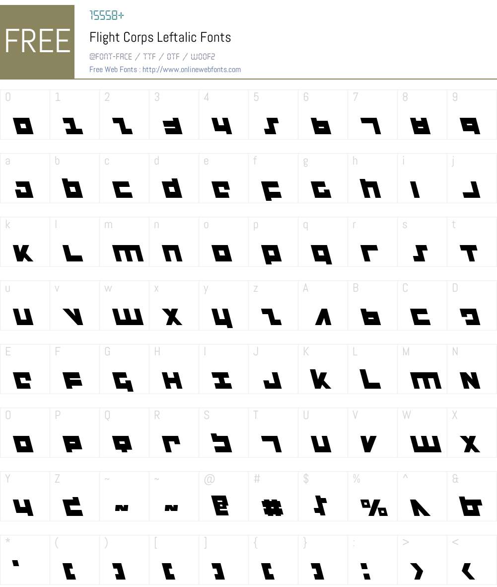 Flight Corps Leftalic Font Screenshots