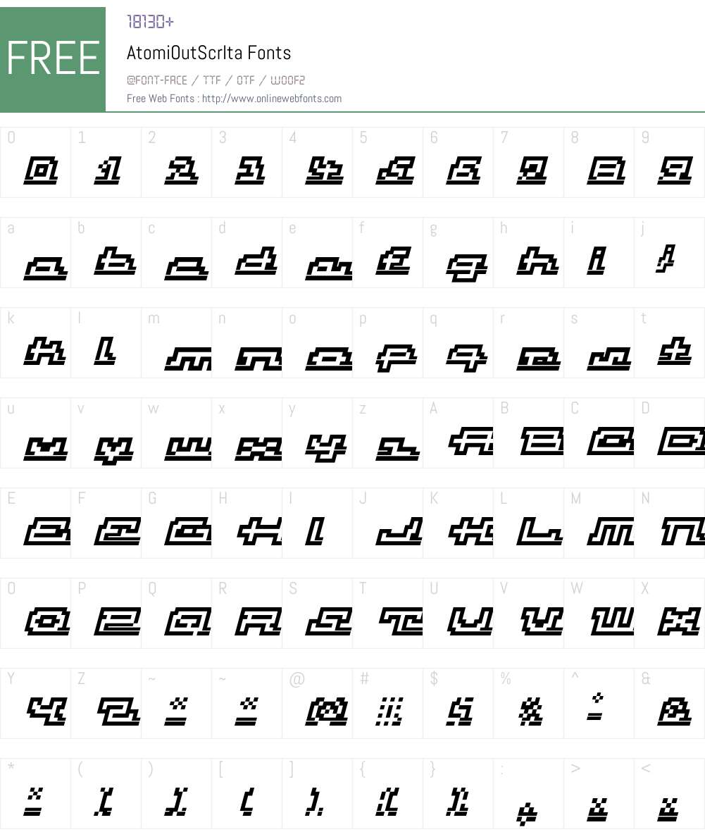 AtomiOutScrIta Font Screenshots