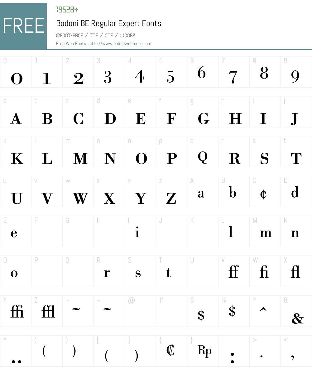 Bodoni BE Font Screenshots