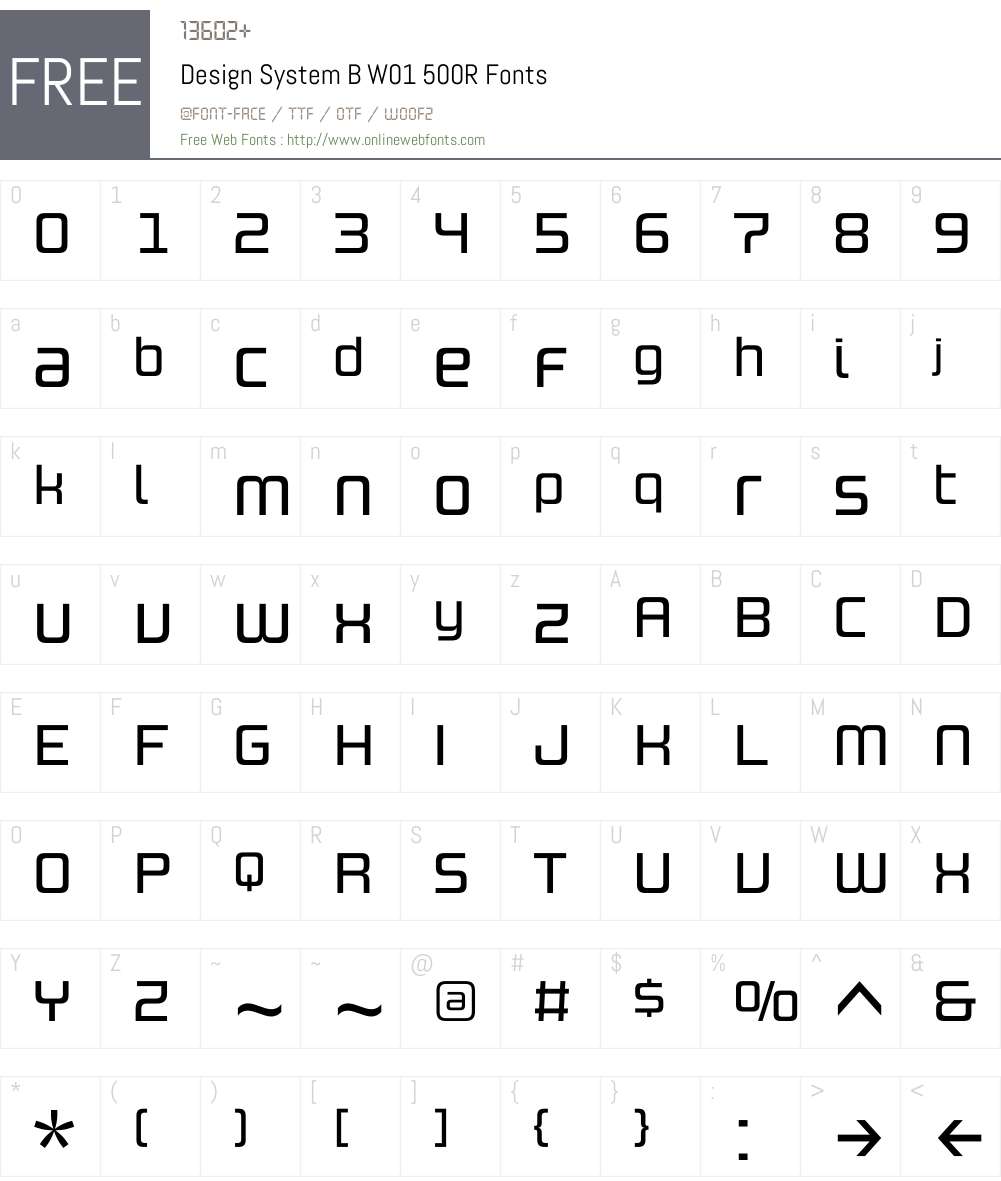 DesignSystemBW01-500R Font Screenshots