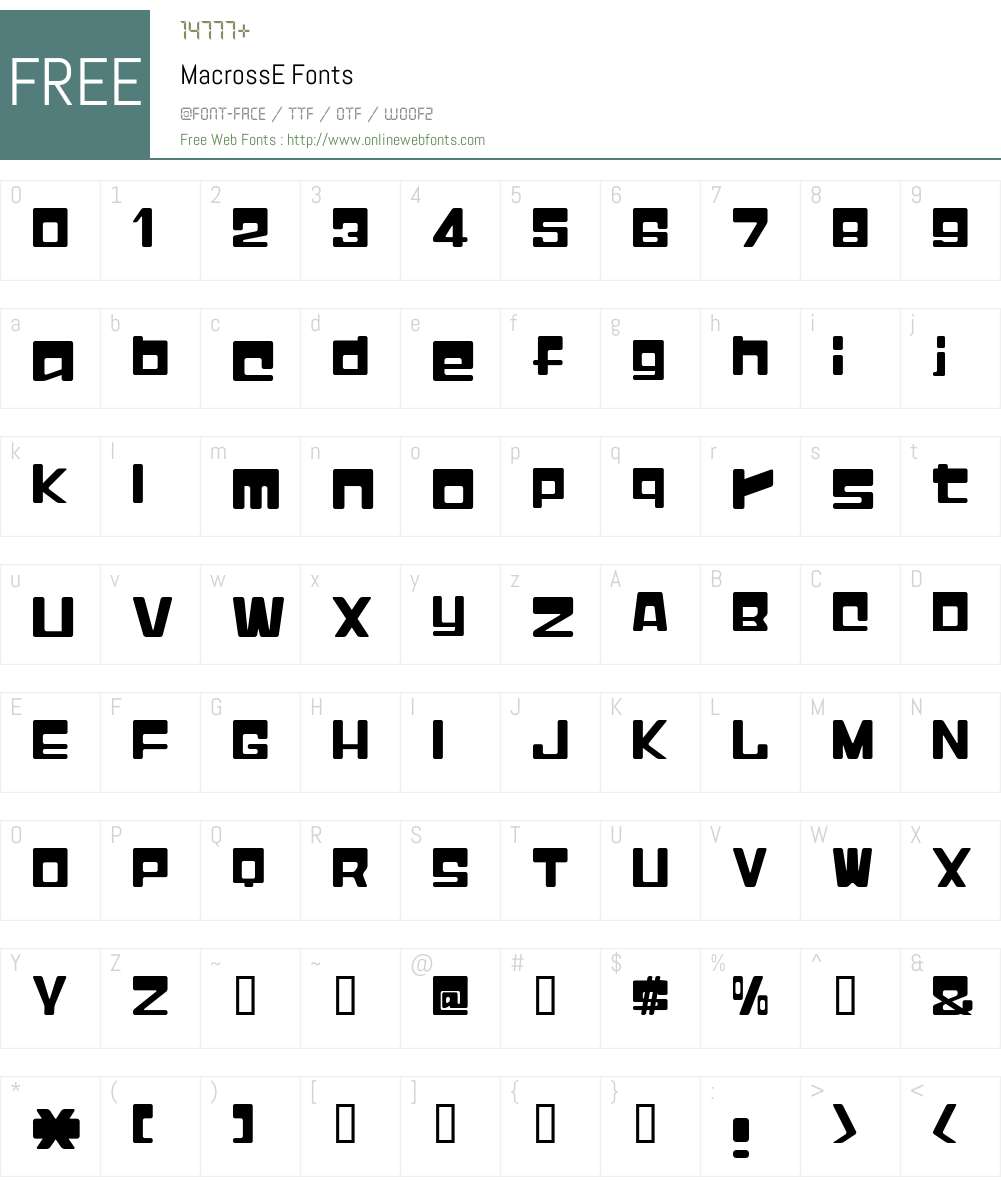MacrossE Font Screenshots
