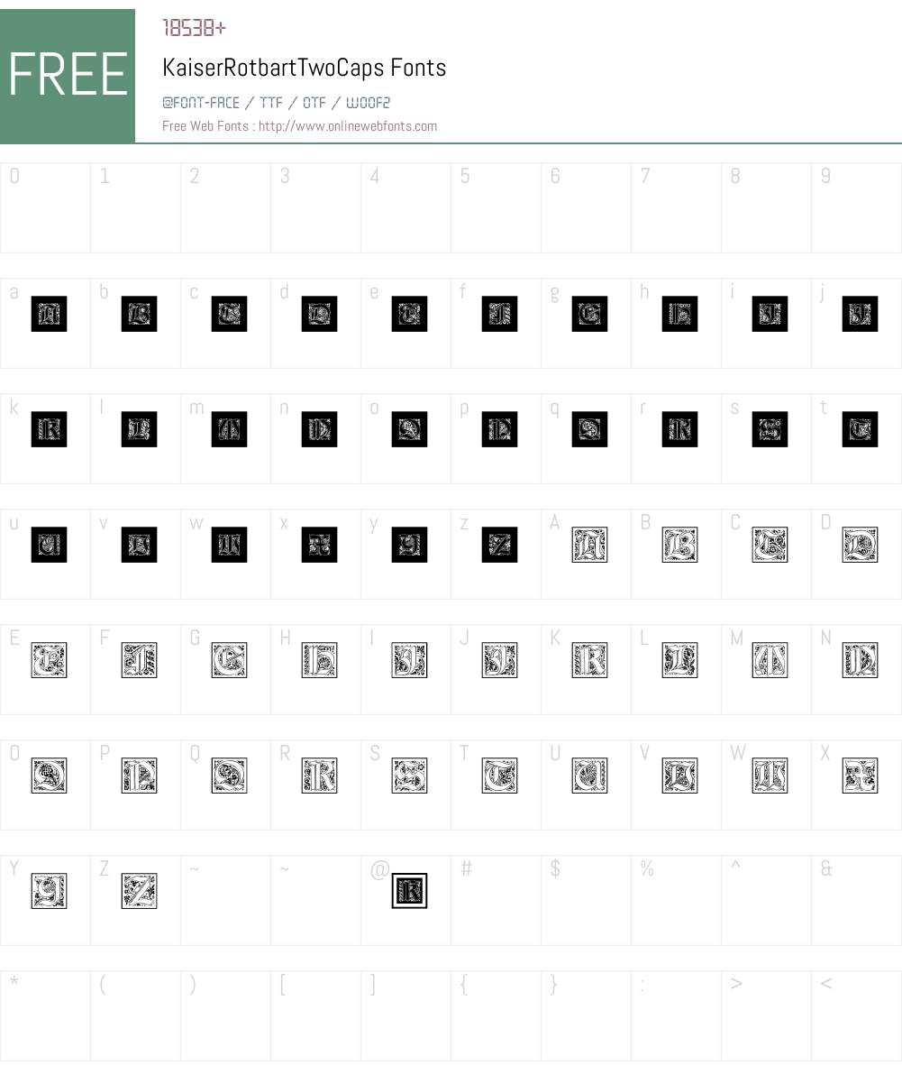 KaiserRotbartTwoCaps Font Screenshots