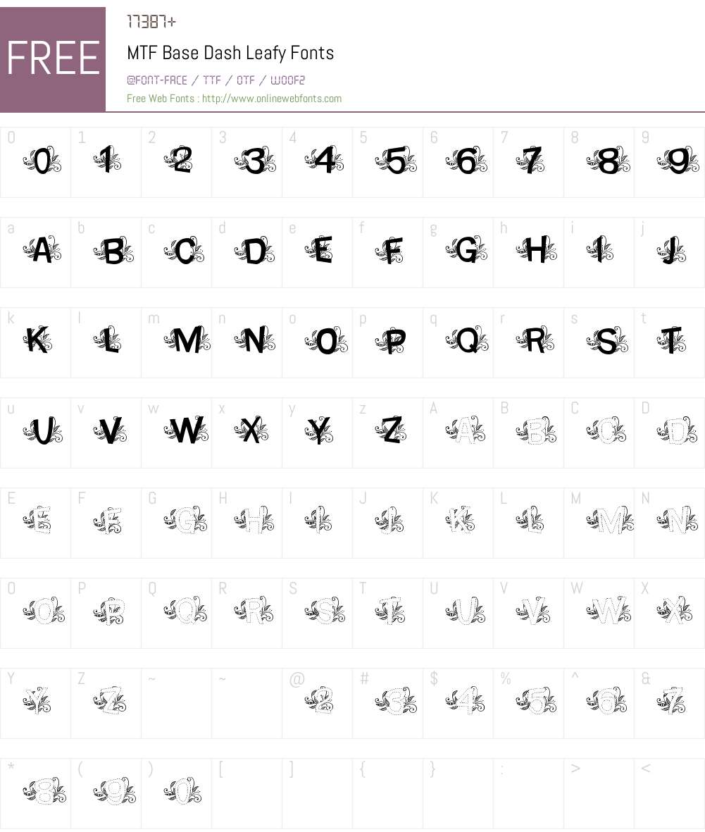MTF Base Dash Leafy Font Screenshots