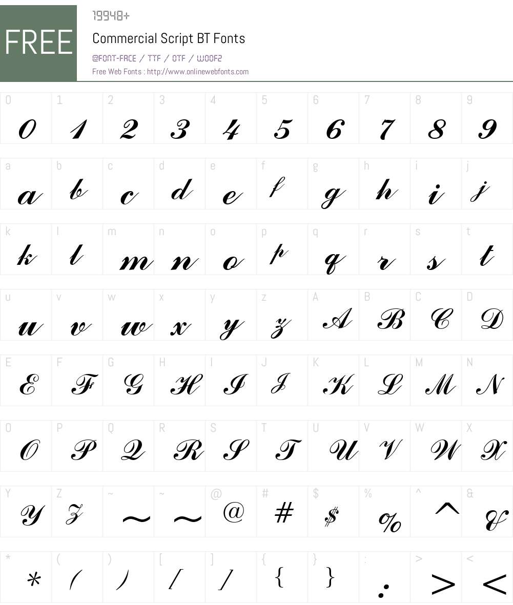 CommercialScript Font Screenshots