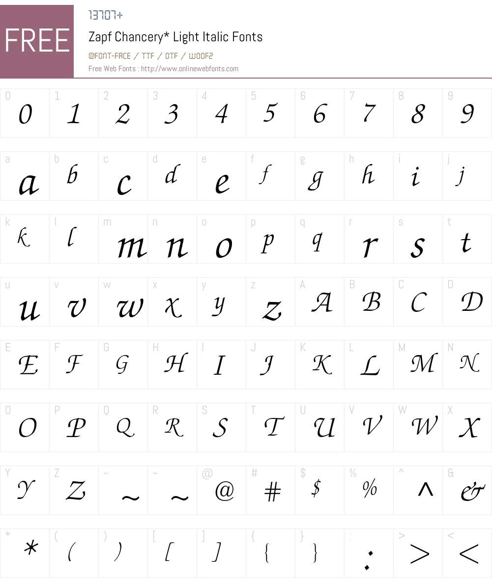 Zapf Chancery BQ Font Screenshots