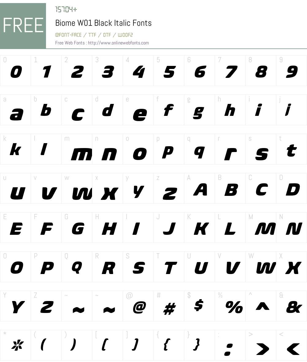 BiomeW01-BlackItalic Font Screenshots