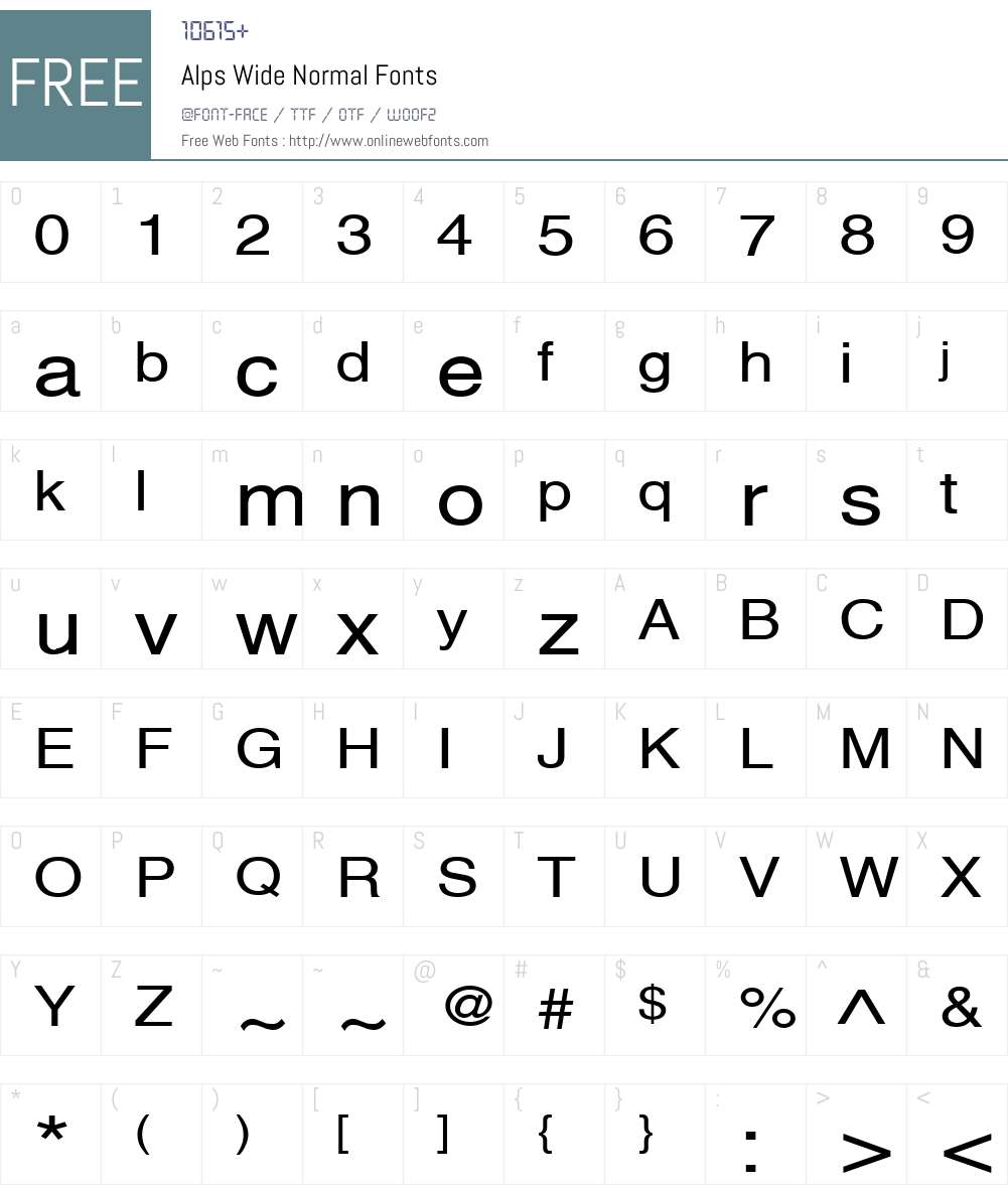 Alps Wide Font Screenshots
