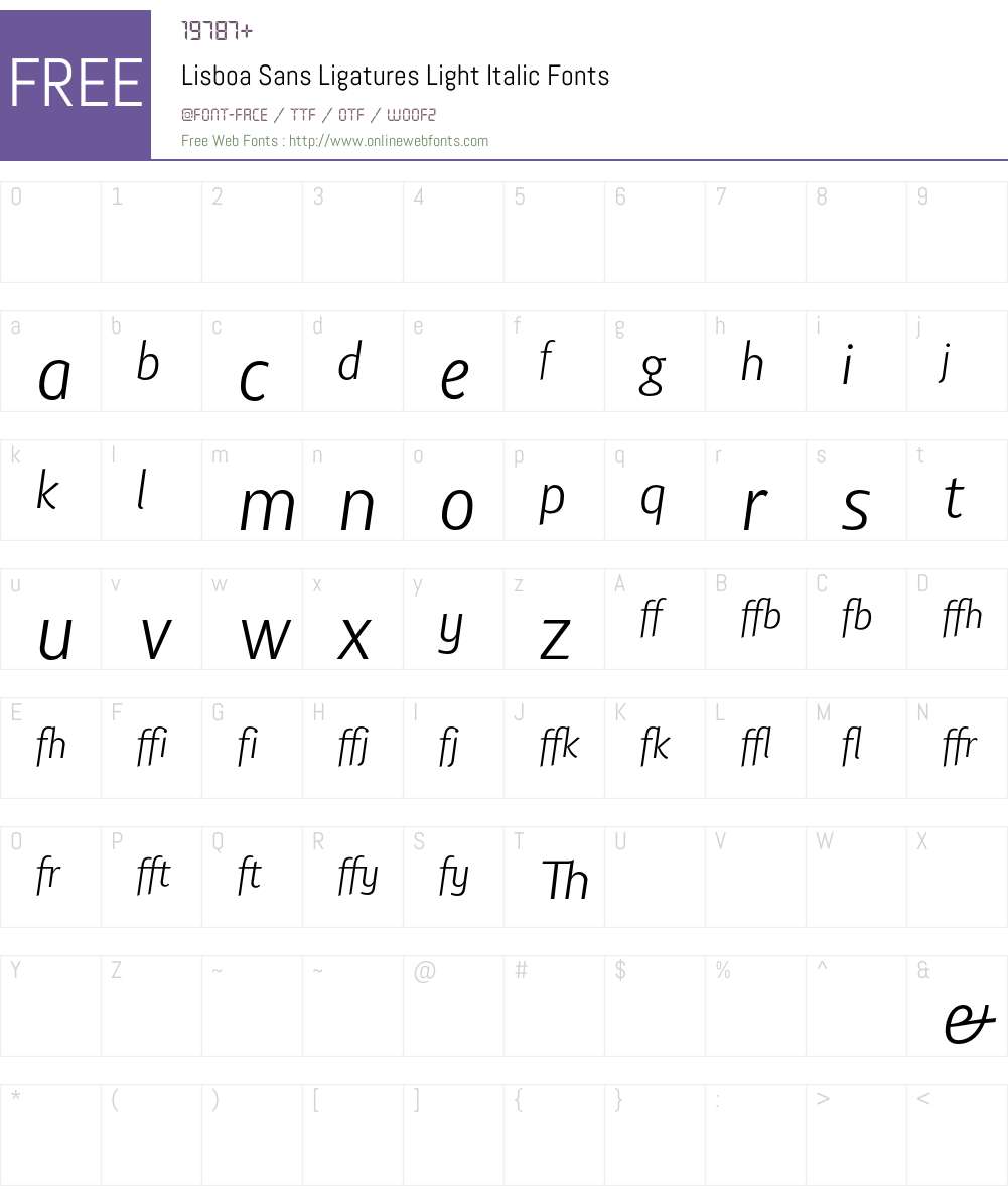 Lisboa Sans Ligatures Light Font Screenshots