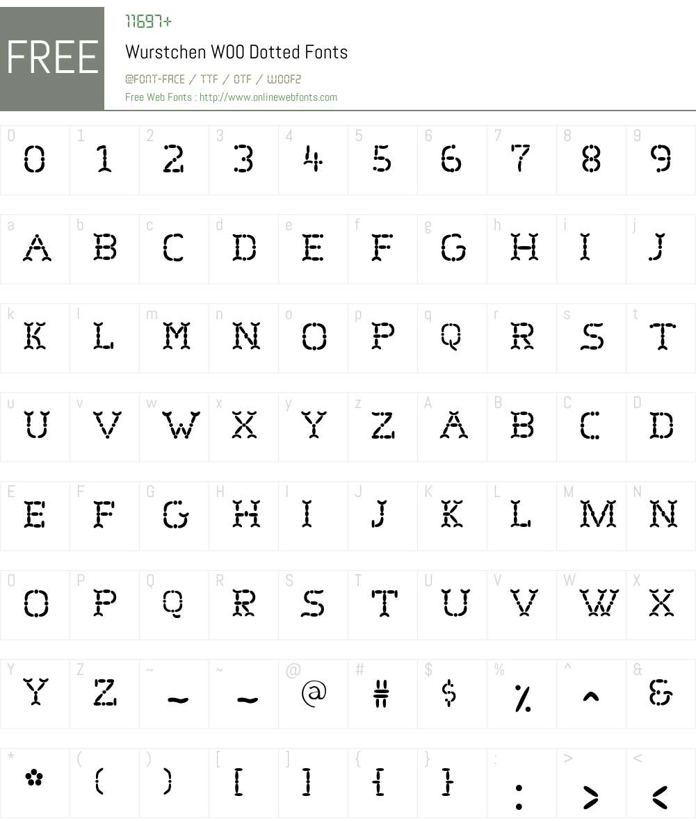 WurstchenW00-Dotted Font Screenshots