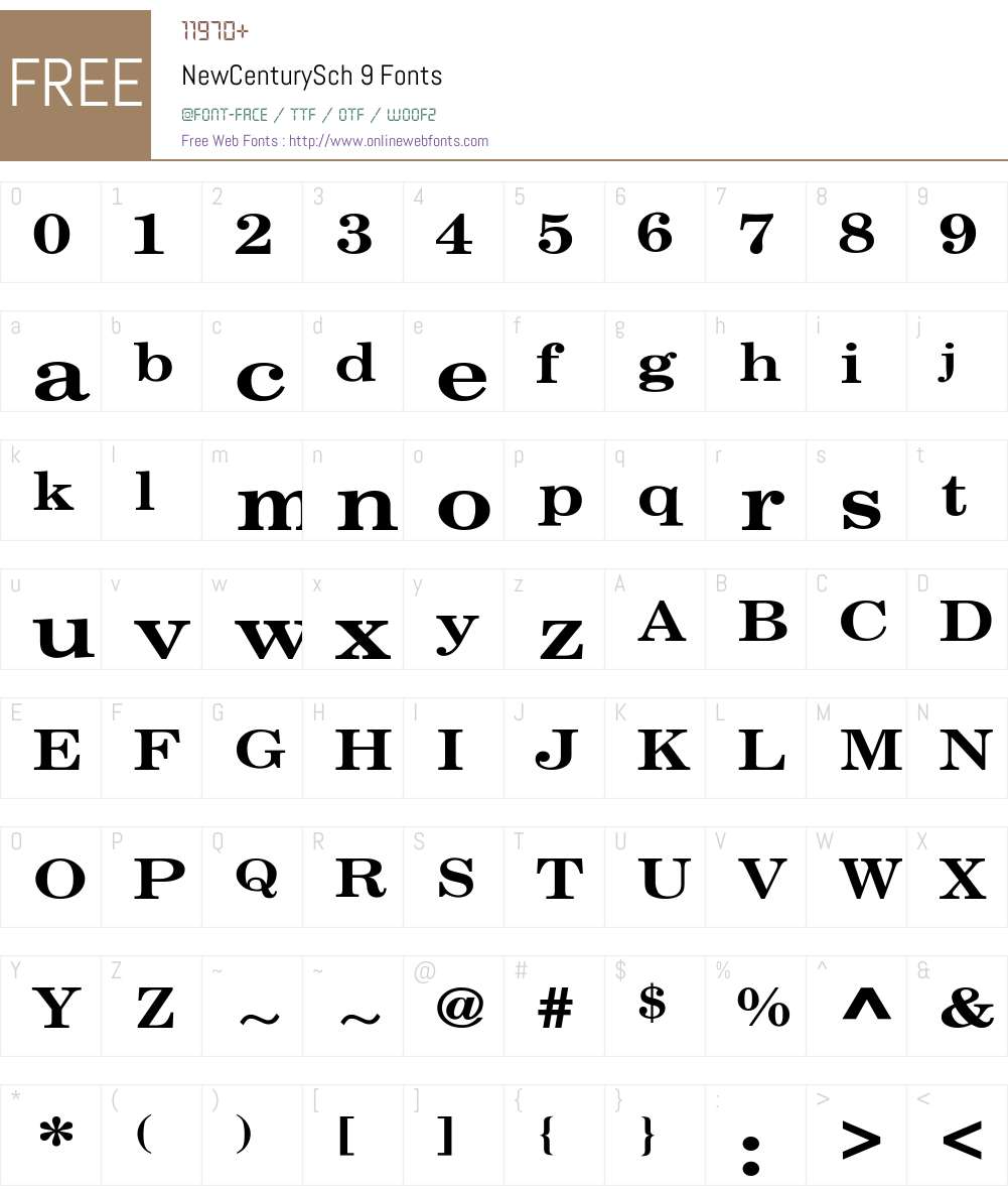 NewCenturySch 9 Font Screenshots