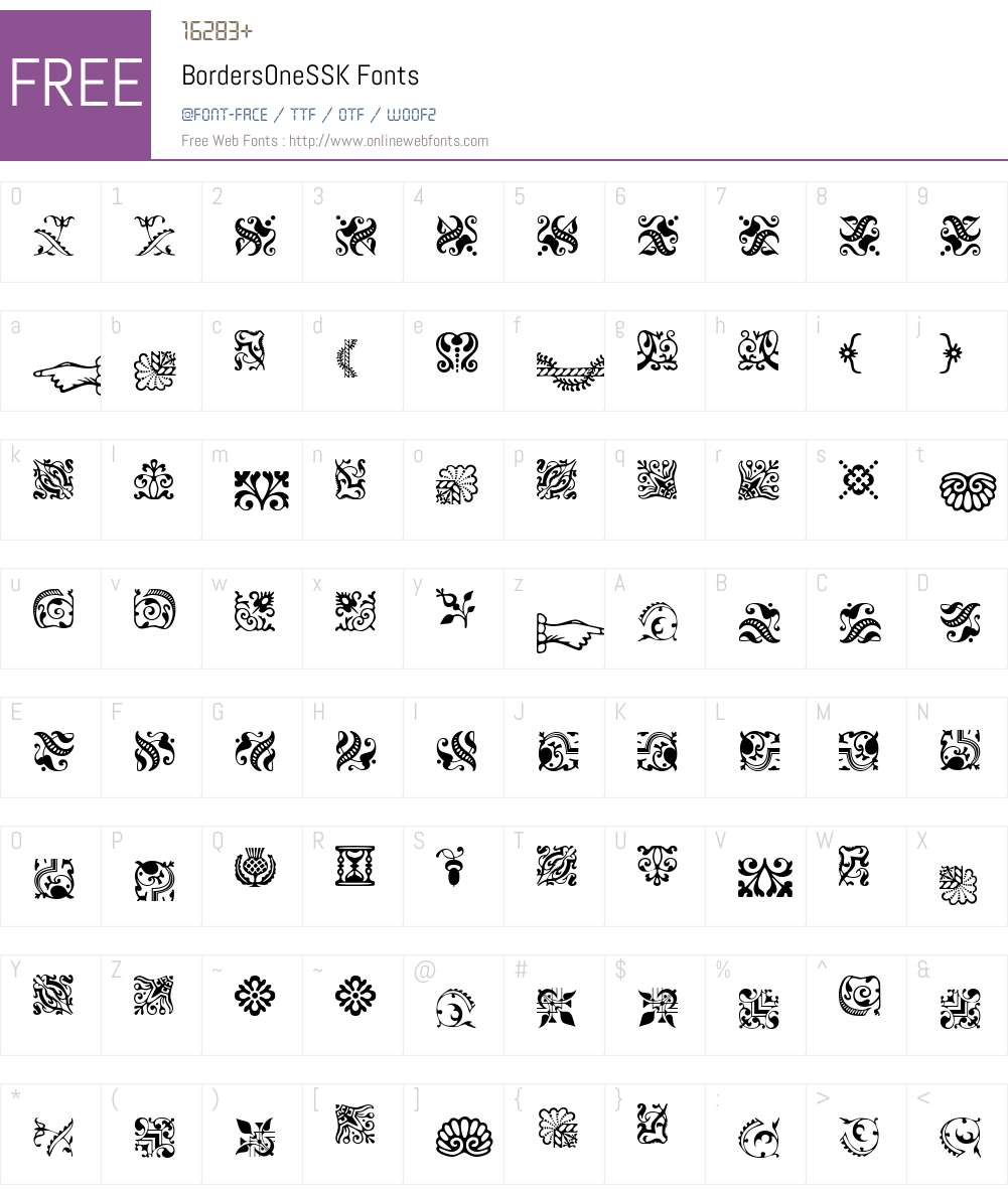 BordersOneSSK Font Screenshots
