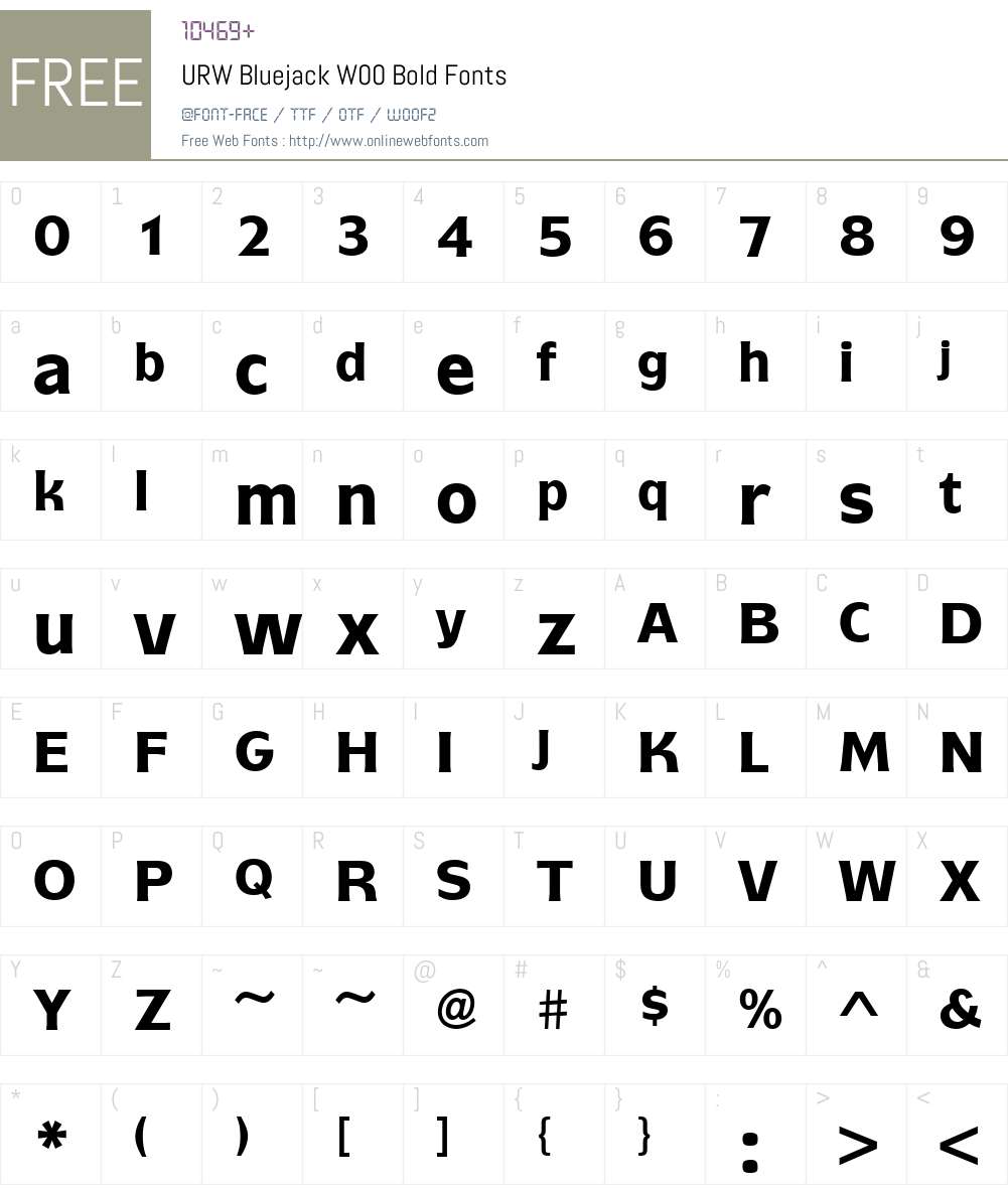URWBluejackW00-Bold Font Screenshots