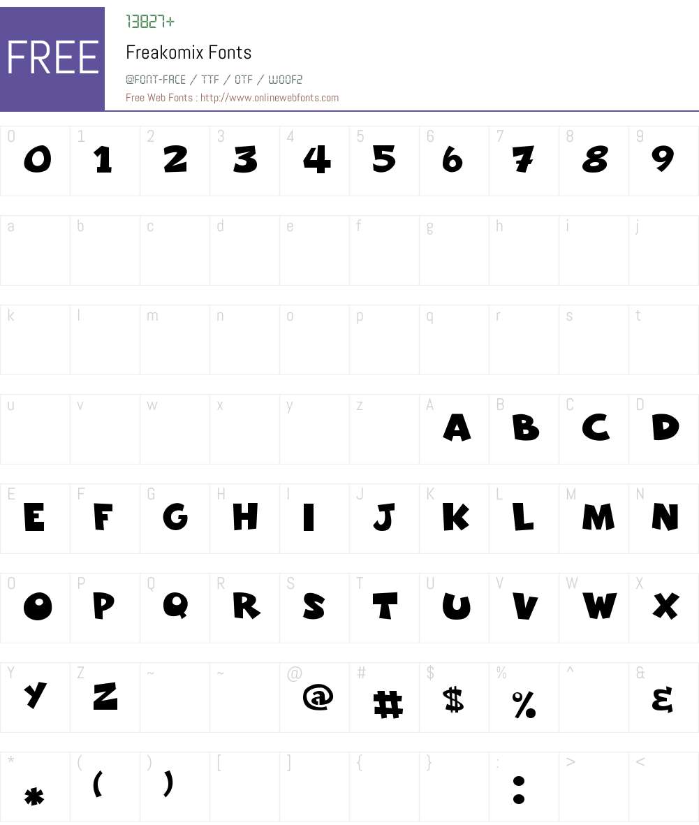 Freakomix Font Screenshots