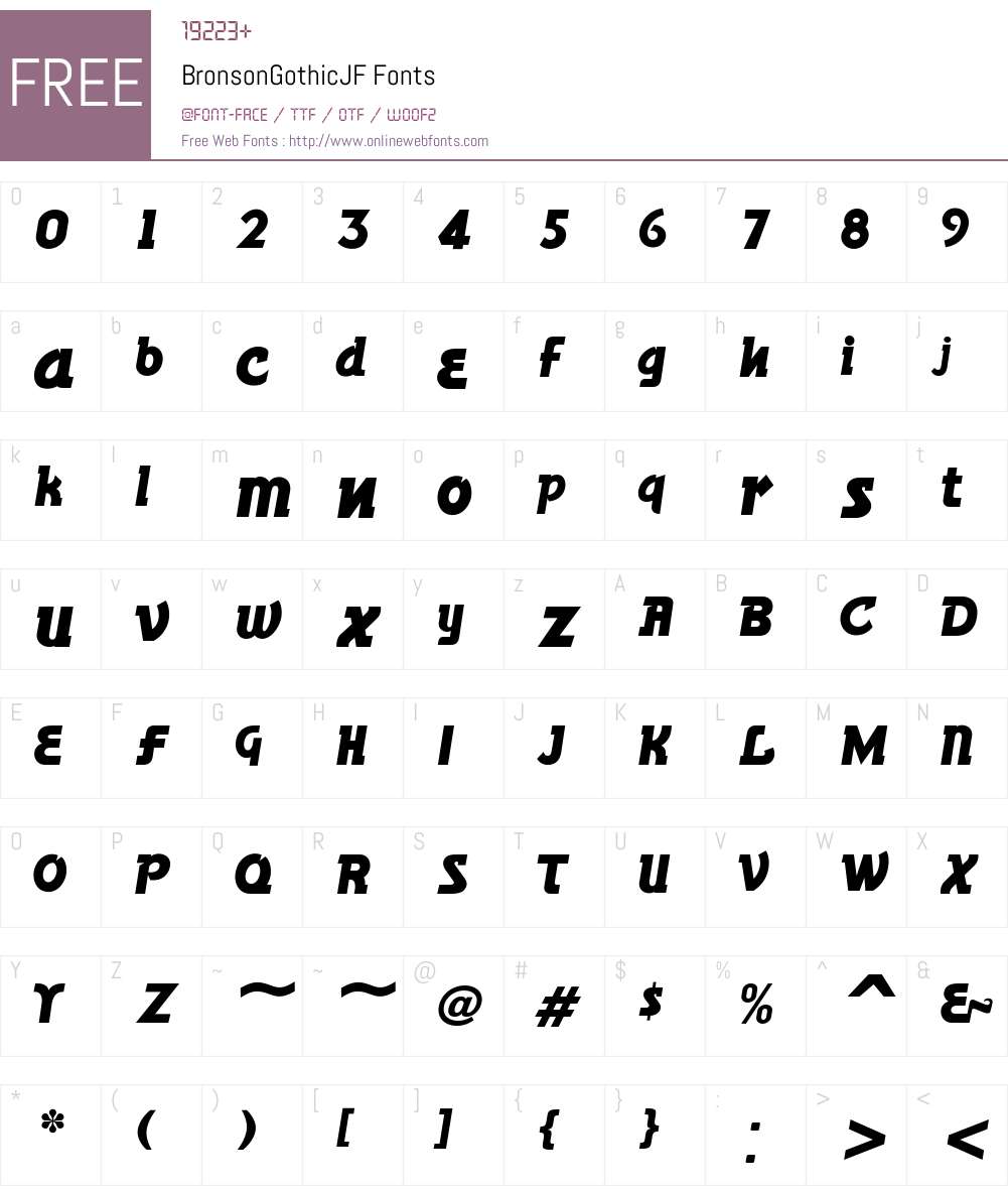 BronsonGothicJF Font Screenshots