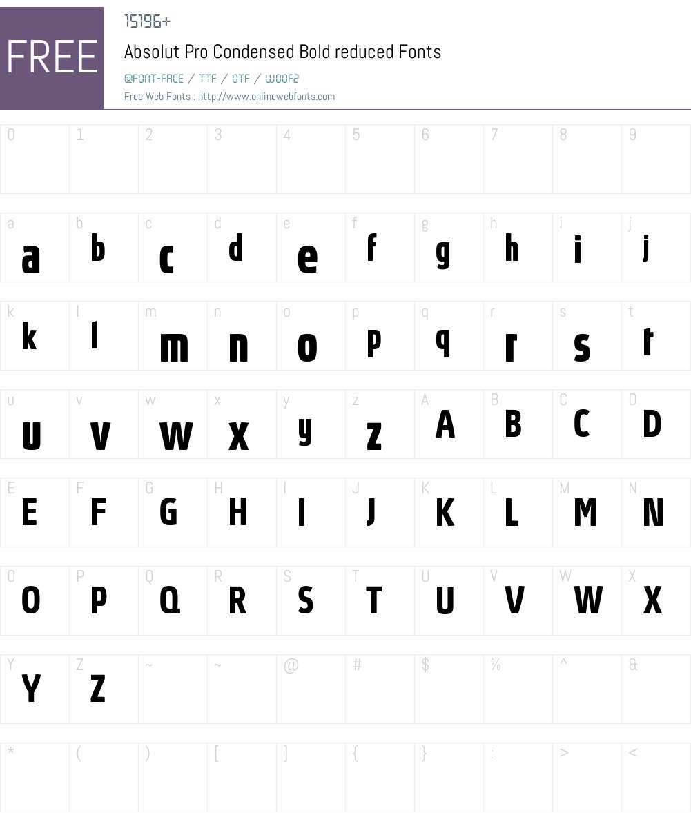 Absolut Pro Condensed reduced Font Screenshots