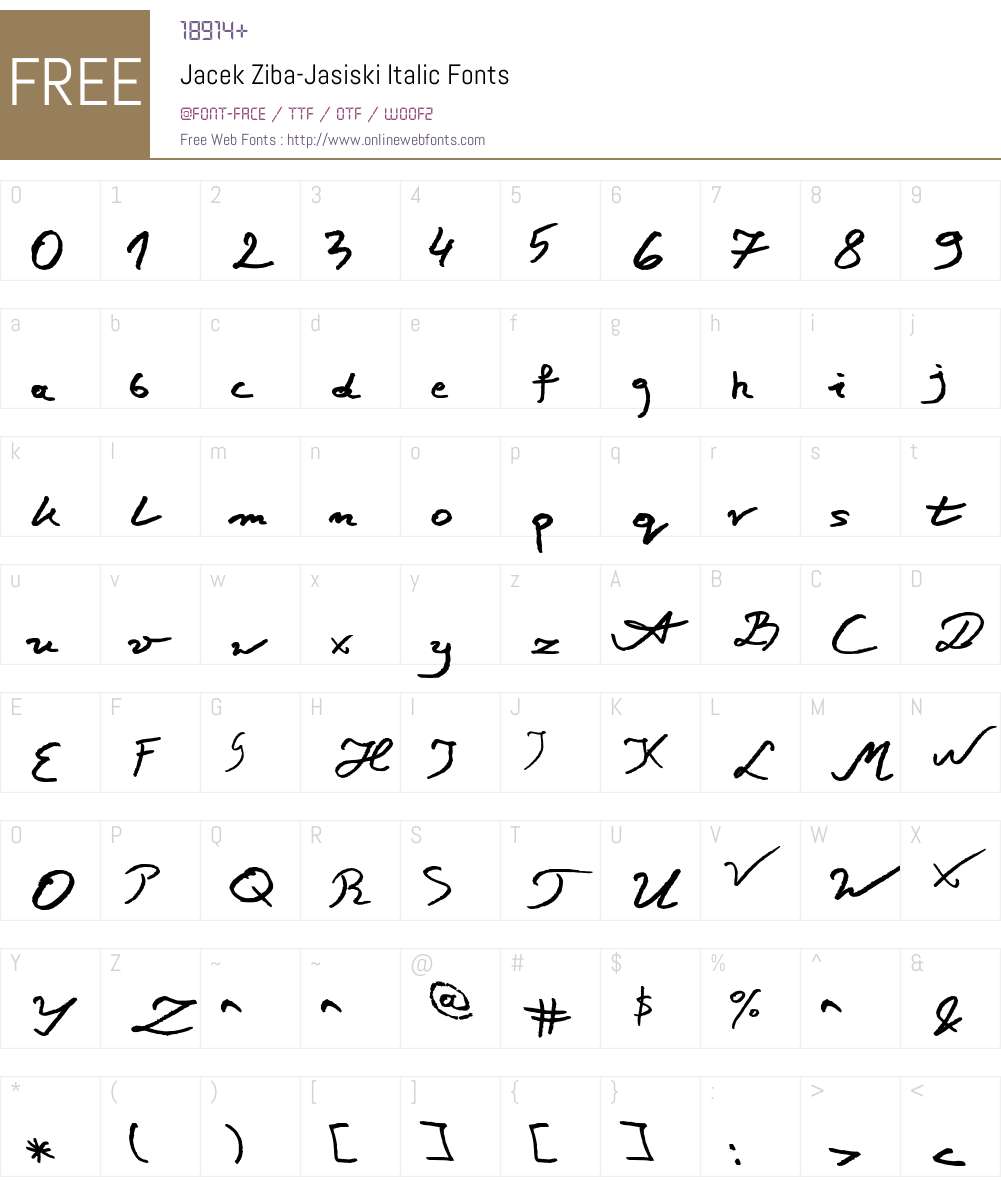 Jacek Ziba-Jasiski Font Screenshots