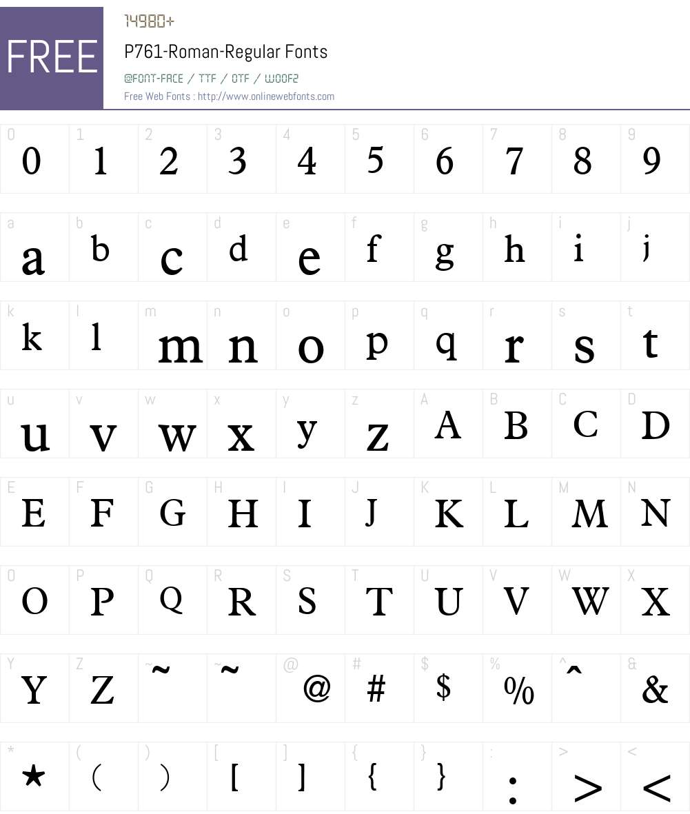 P761-Roman Font Screenshots