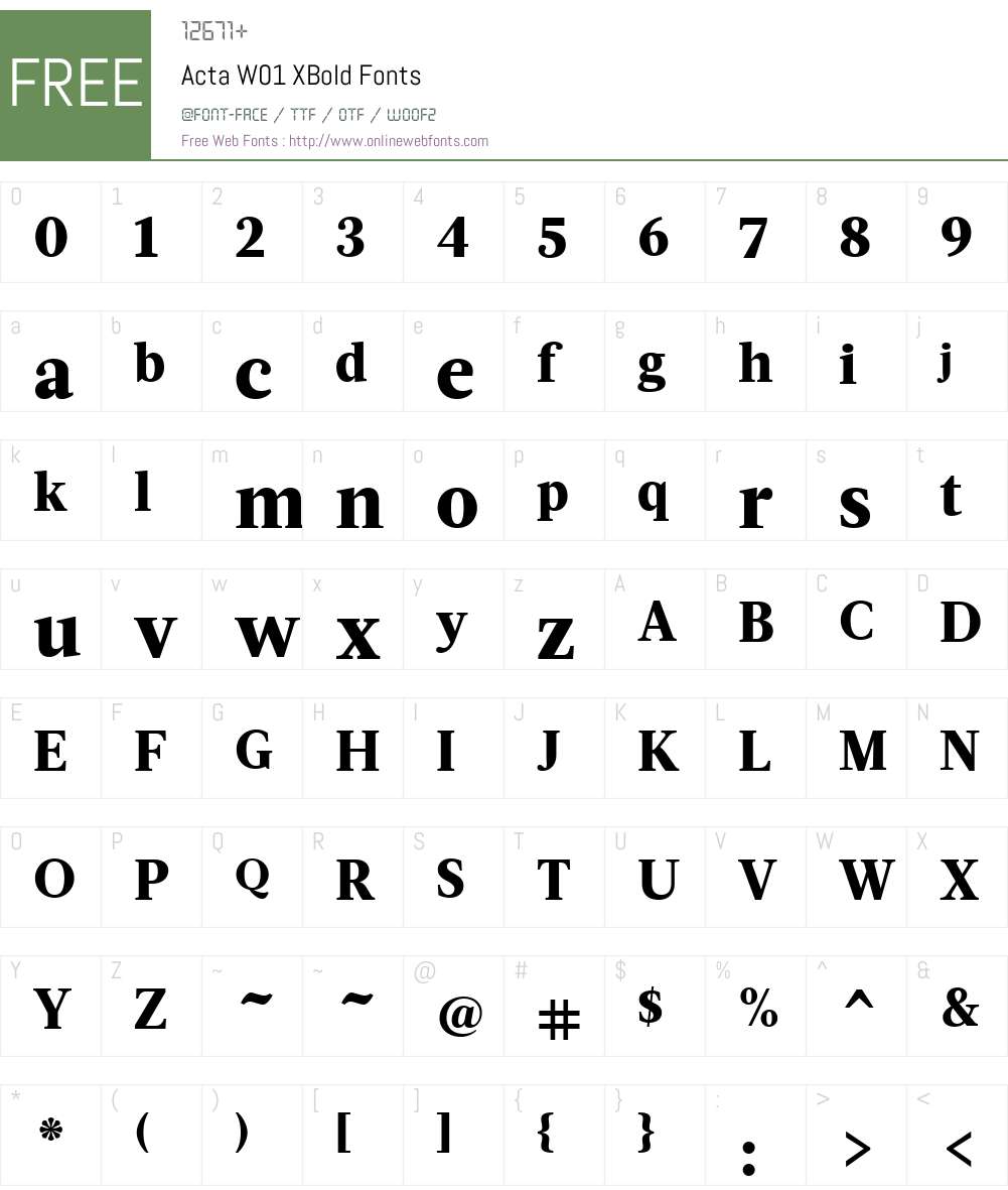 ActaW01-XBold Font Screenshots