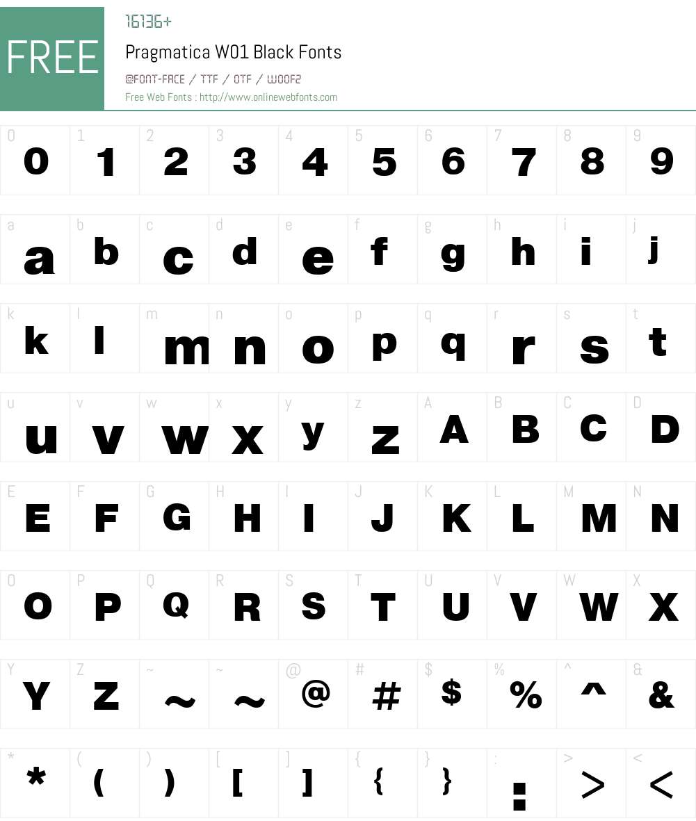 PragmaticaW01-Black Font Screenshots