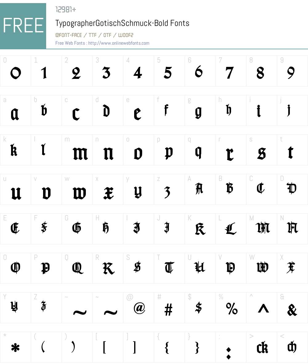 TypographerGotisch Schmuck Font Screenshots