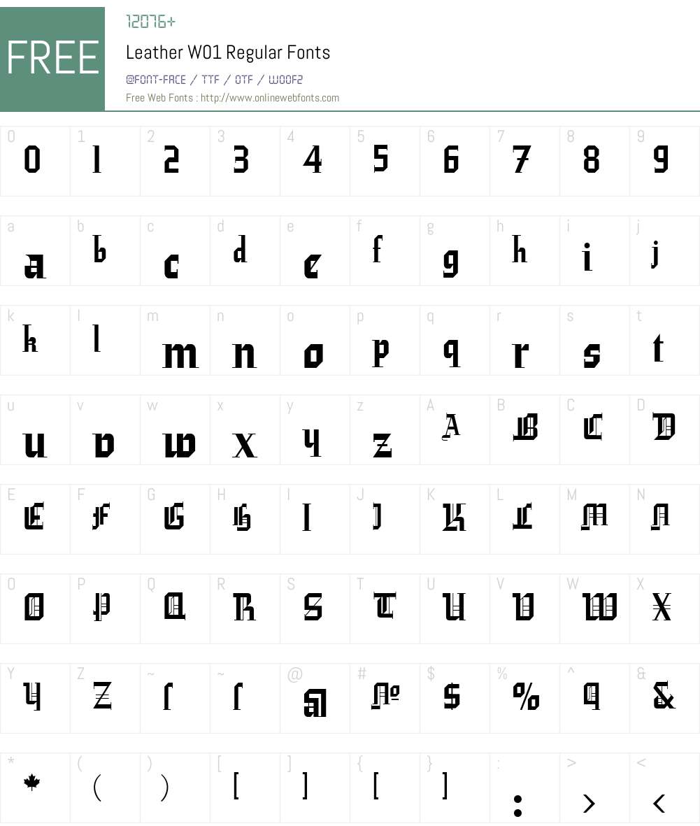 LeatherW01-Regular Font Screenshots