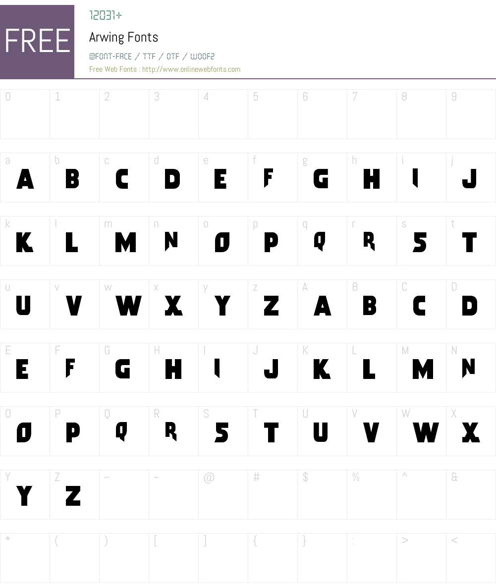 Arwing Font Screenshots