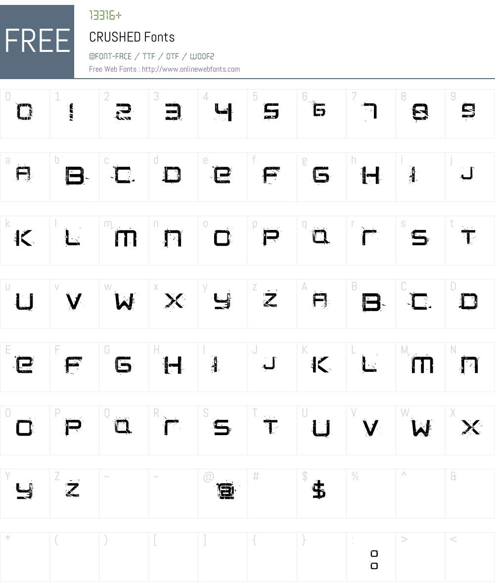 CRUSHED Font Screenshots