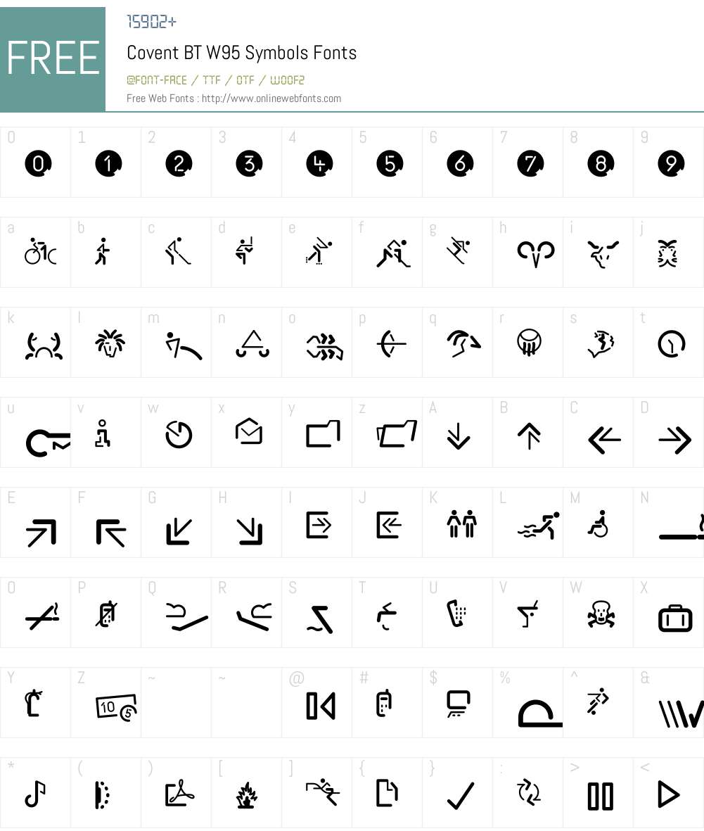 CoventBTW95-Symbols Font Screenshots