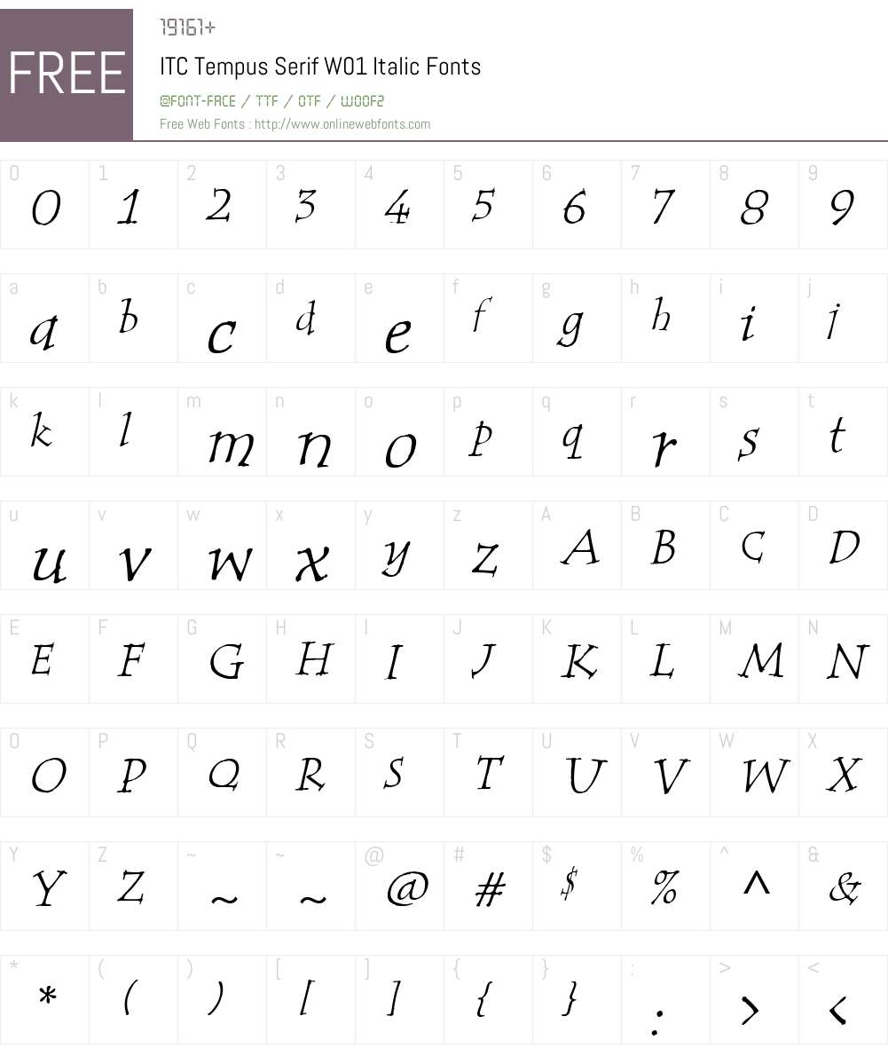 ITCTempusSerifW01-Italic Font Screenshots