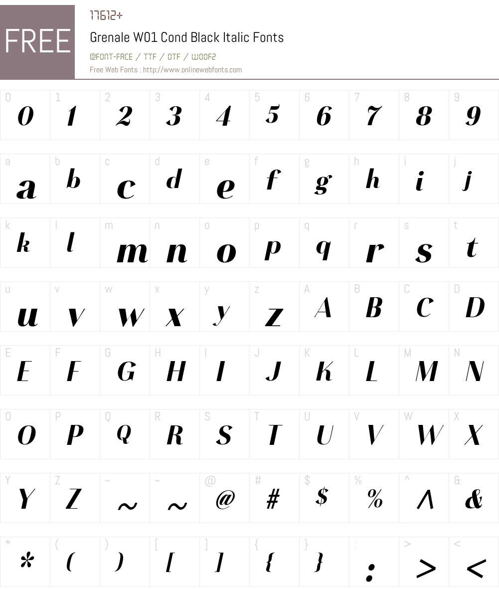 GrenaleW01-CondBlackItalic Font Screenshots
