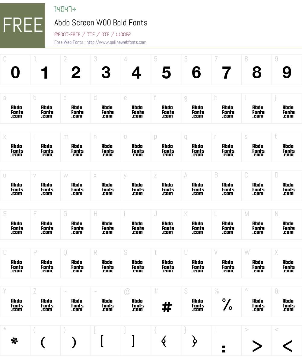 Abdo Screen Font Screenshots