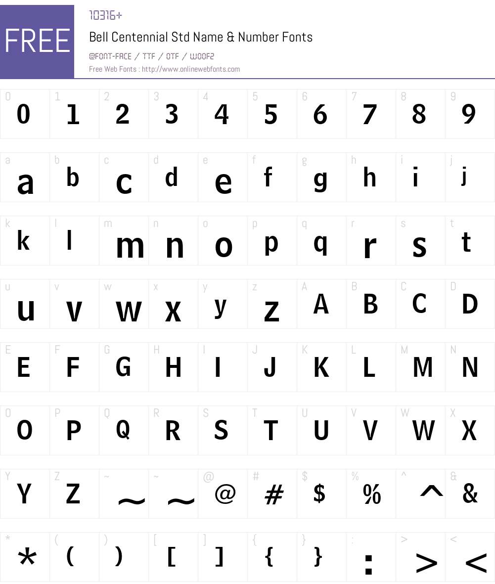Bell Centennial Std Font Screenshots