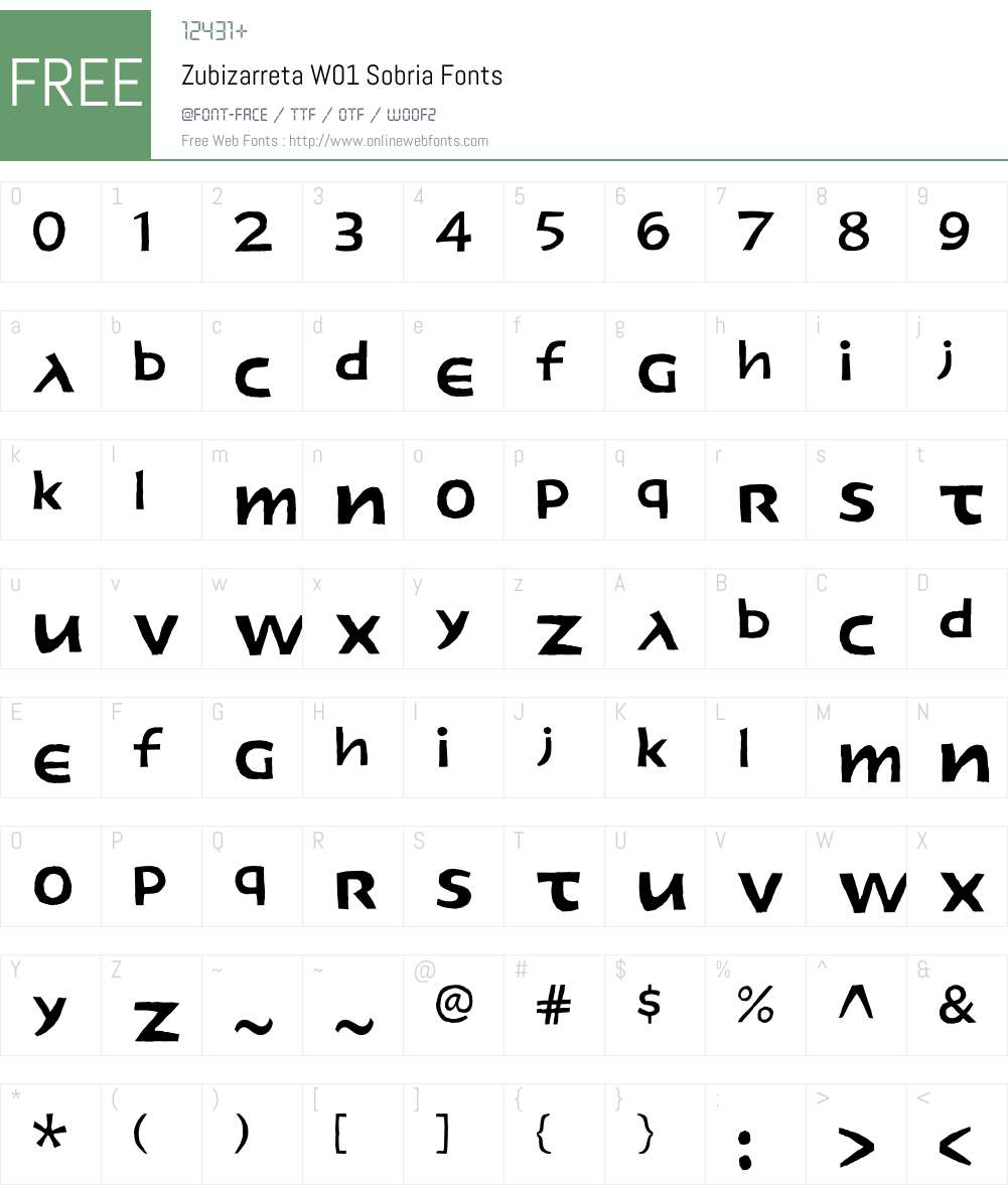 Zubizarreta Font Screenshots