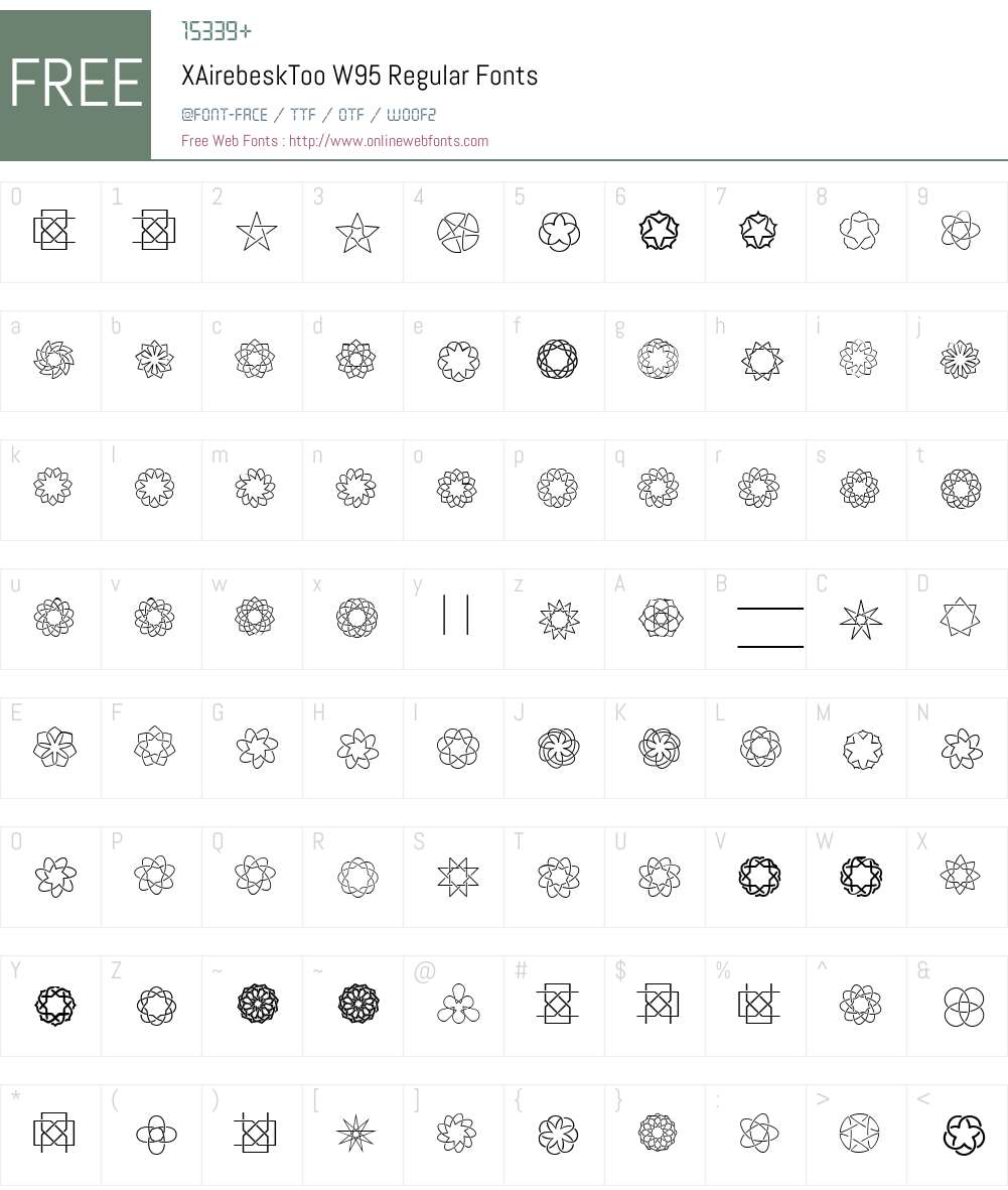 XAirebeskTooW95-Regular Font Screenshots