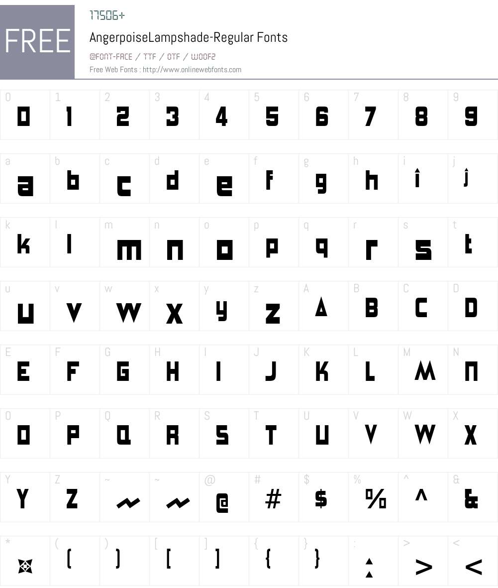 Angerpoise Lampshade Font Screenshots