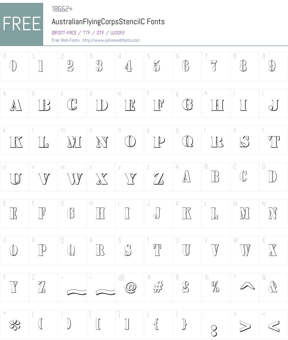 AustralianFlyingCorpsStencilC Font Screenshots