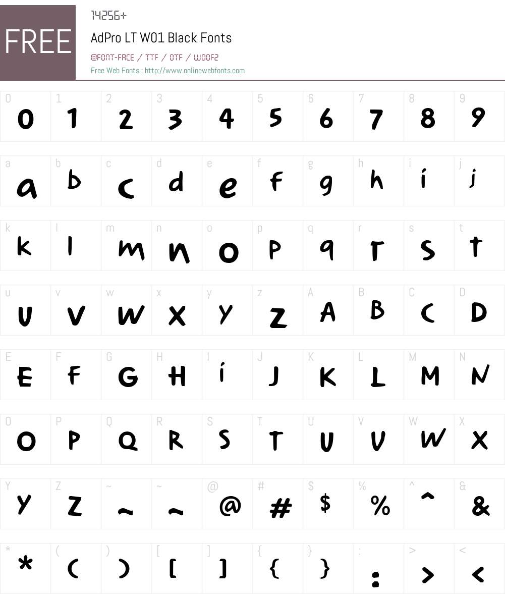 AdProLTW01-Black Font Screenshots