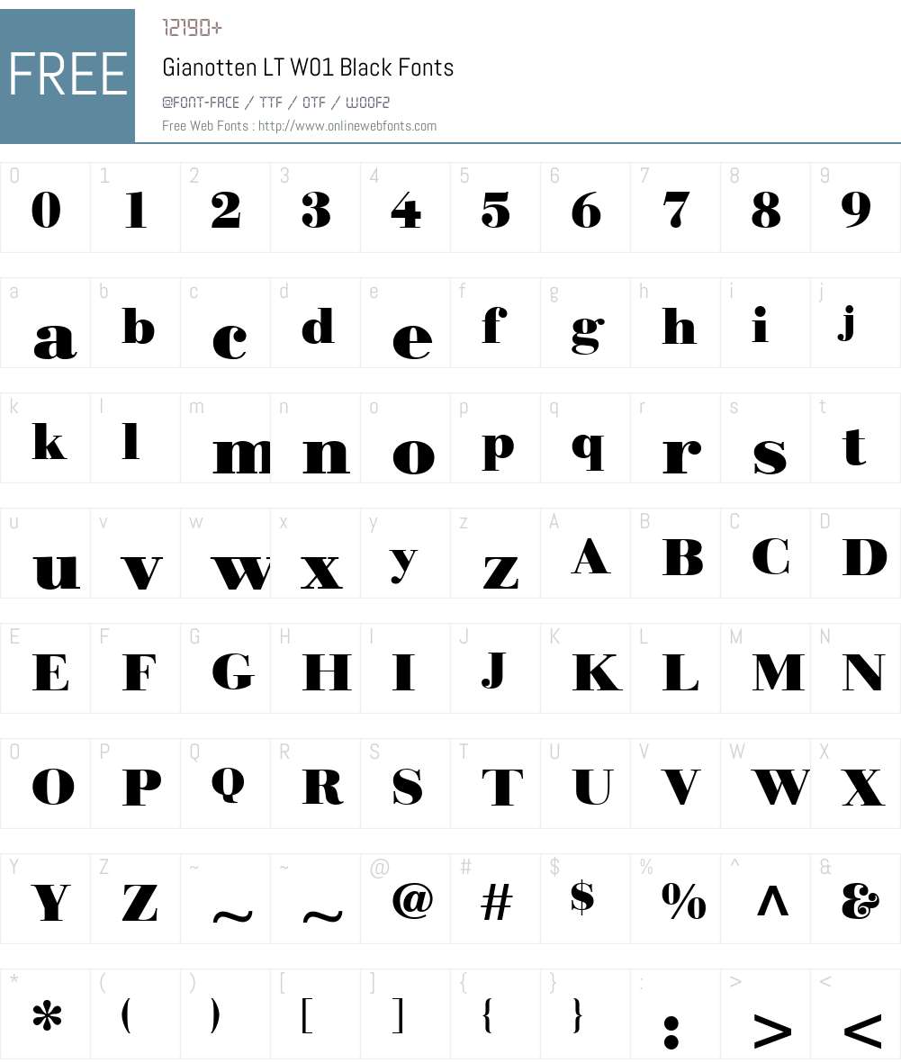 GianottenLTW01-Black Font Screenshots