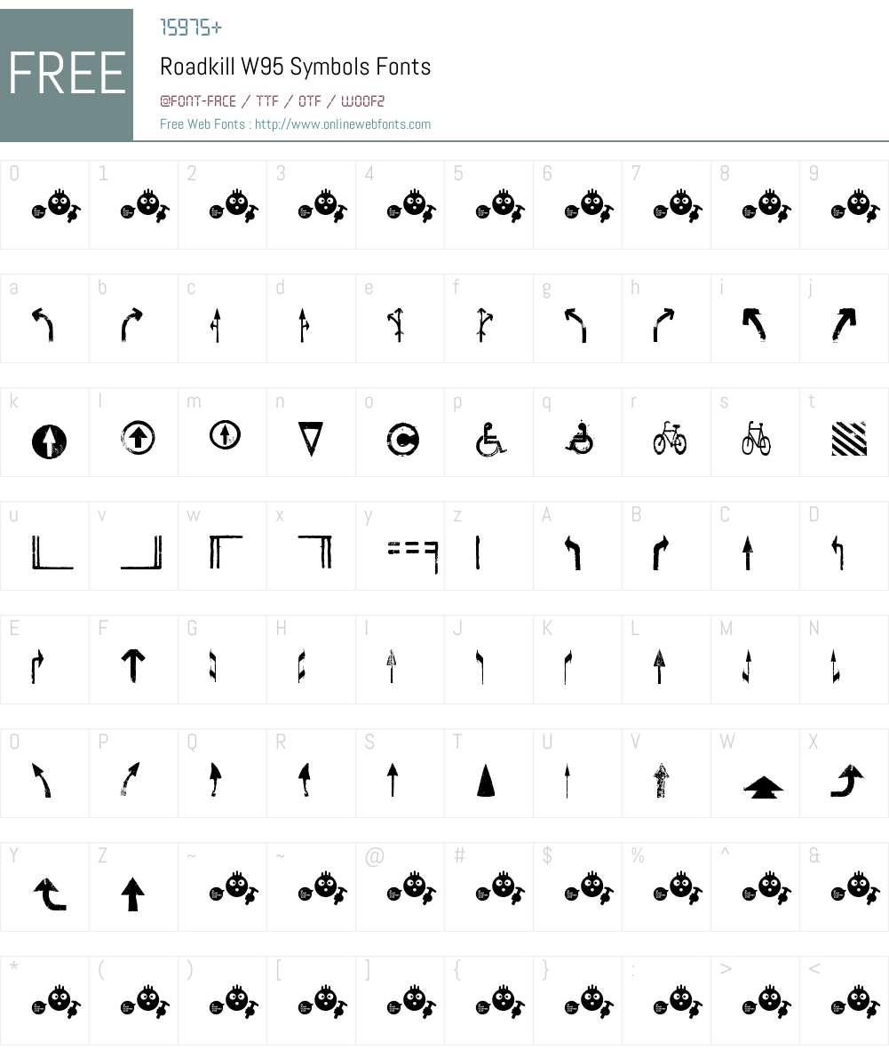 RoadkillW95-Symbols Font Screenshots