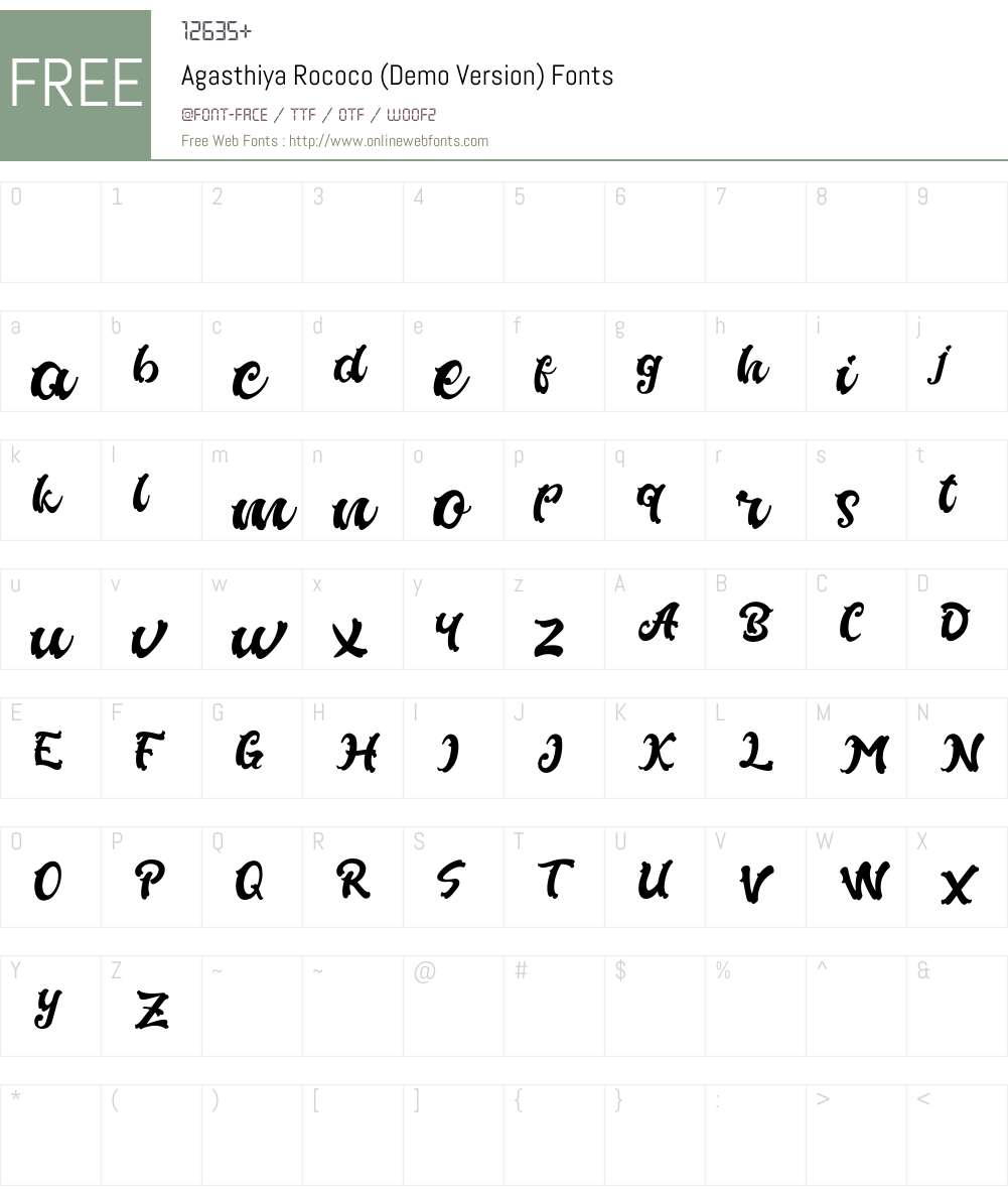 Rococo Script Font Agasthiya Rococo (Demo Version) 1.000 Fonts Free Download ...