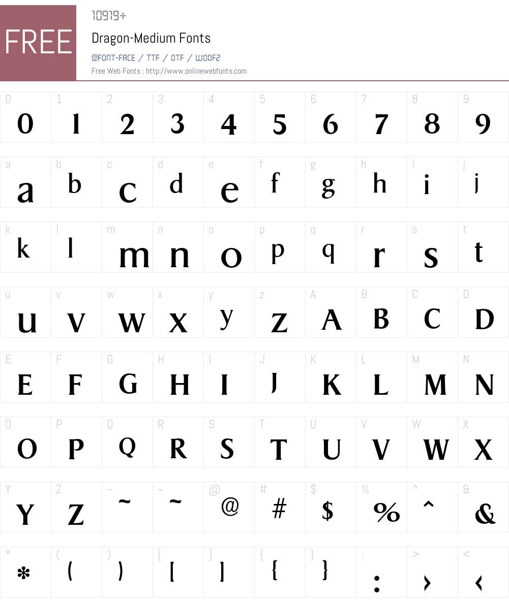 Dragon-Medium Font Screenshots