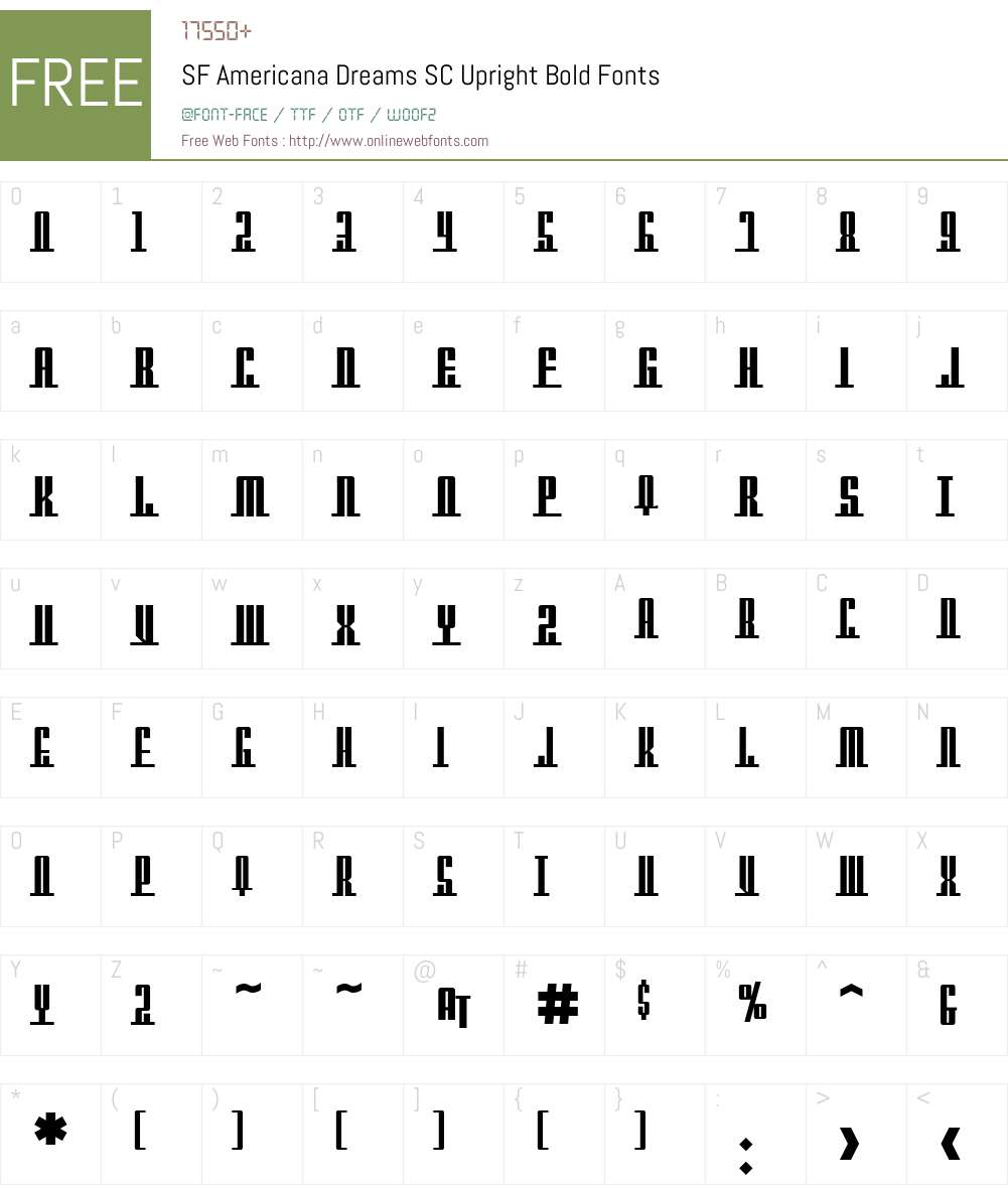 SF Americana Dreams SC Upright Font Screenshots