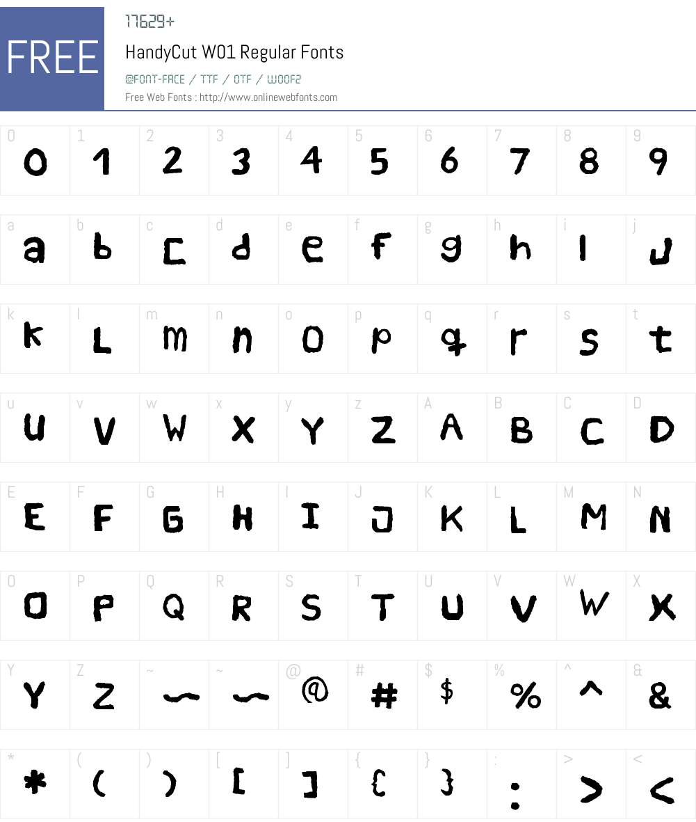 HandyCutW01-Regular Font Screenshots