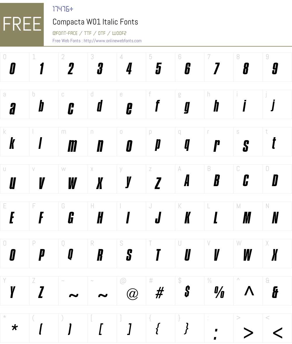 CompactaW01-Italic Font Screenshots