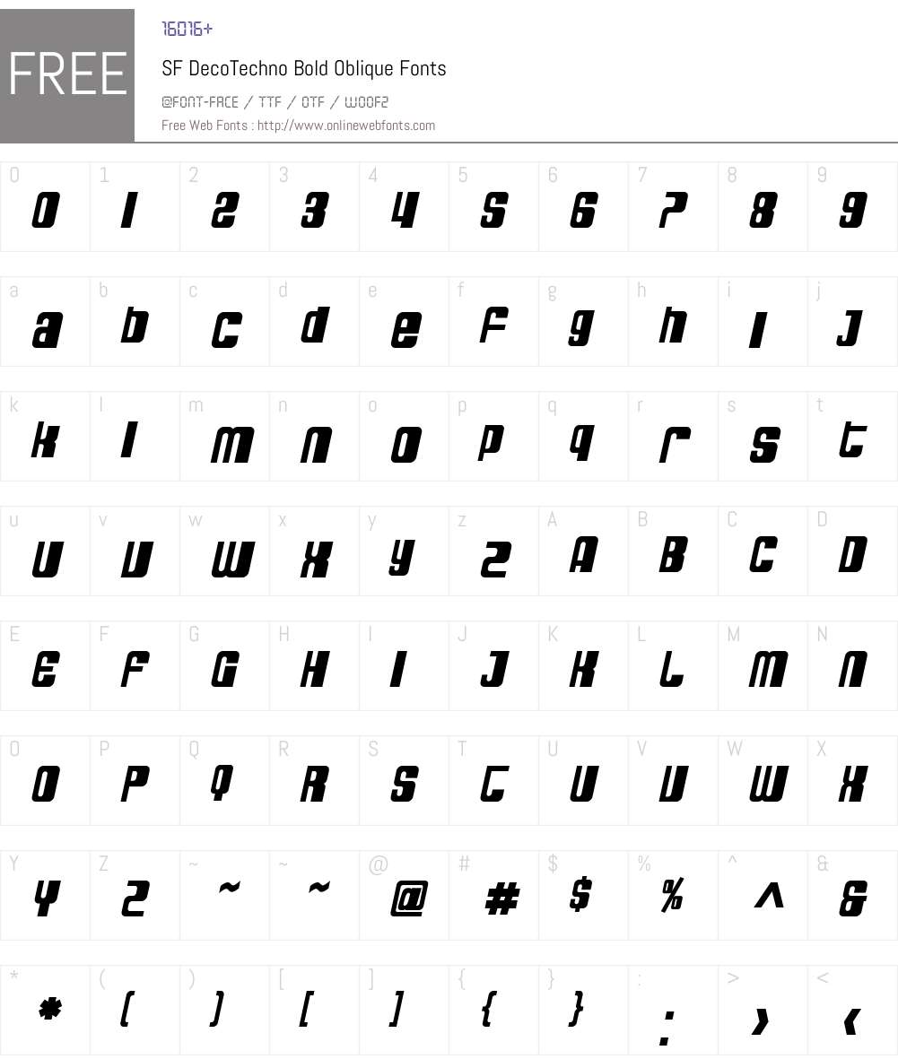 SF DecoTechno Font Screenshots