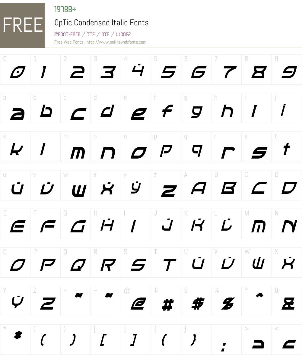 OpTic Condensed Font Screenshots