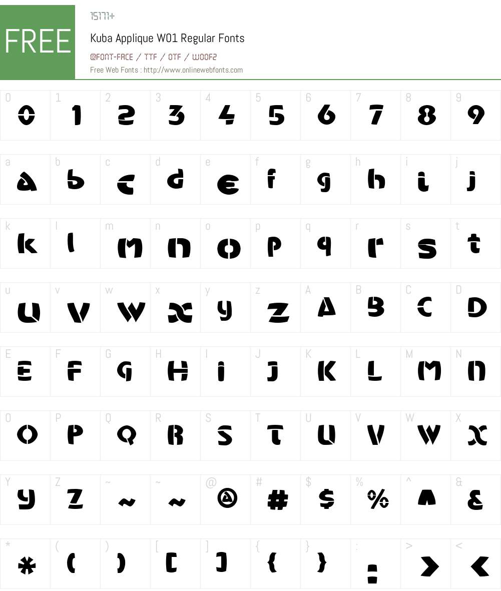 KubaAppliqueW01-Regular Font Screenshots
